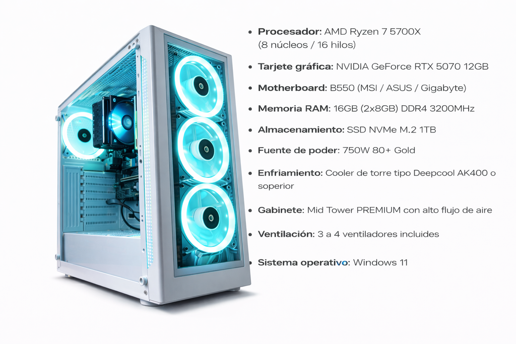 PC ELITE PRO | RTX 5070 | 16GB | Gaming Extremo