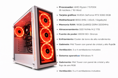 PC GAMER PLUS | RX 7600 | 16GB | Gaming Fluido